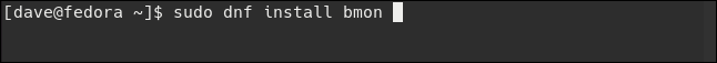 El comando "sudo dns install bmon" en una ventana de terminal.