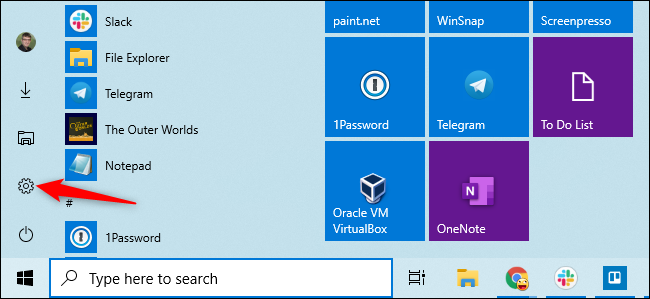 Abrir configuración desde el menú Inicio de Windows 10