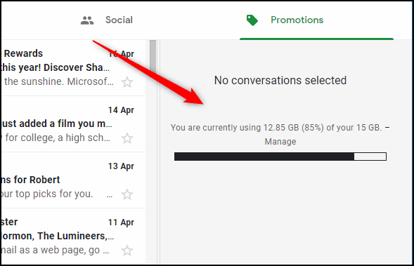 El "Panel de vista previa" de Gmail en modo vertical.