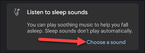 Toque "Elegir un sonido" para seleccionar lo que desea reproducir mientras se va a dormir.