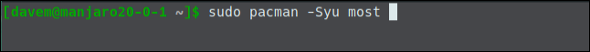 sudo pacman -Syu most en una ventana de terminal.