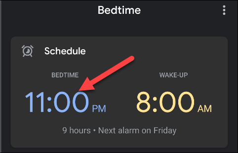 Toca la hora que estableciste como hora de dormir.