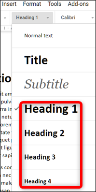 Asegúrese de que cada capítulo o título use una de las etiquetas de Encabezado para completar la tabla de contenido