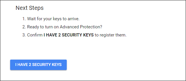 Confirmando que tienes dos llaves de seguridad disponibles