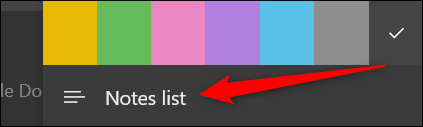 Haga clic en Lista de notas desde el menú