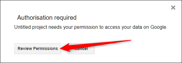 Haga clic en Revisar permisos para ver los permisos solicitados.