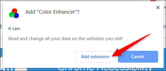 Lea el permiso, luego haga clic en Agregar extensión