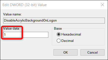 Haga doble clic en el nuevo valor que agregó, luego cambie el campo Información del valor de 0 a 1