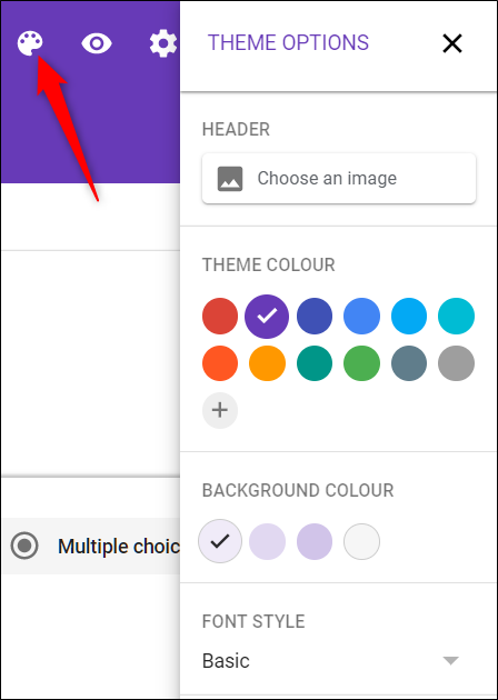 Personalice el tema para que coincida con su sitio web con el icono de la paleta.