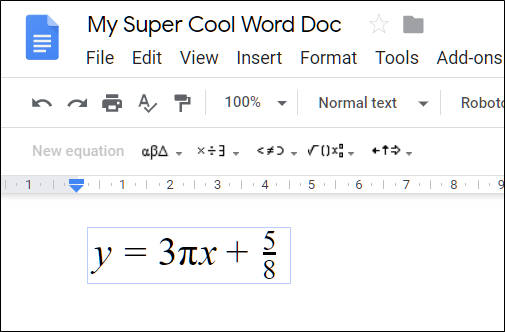 Un ejemplo de una ecuación matemática.