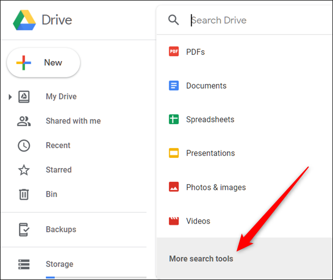 Haga clic en el cuadro de búsqueda y luego en "Más herramientas de búsqueda" para refinar la búsqueda aún más.
