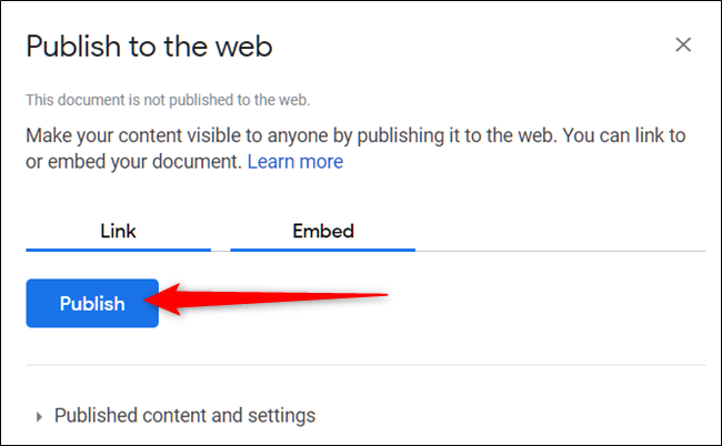 Haga clic en "Publicar".