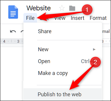 Haga clic en "Archivo" y luego seleccione "Publicar en la Web".