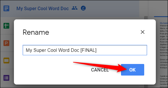 Cambie el nombre del archivo para incluir la palabra "Final" al principio o al final para informar a otros colaboradores que el archivo está finalizado.