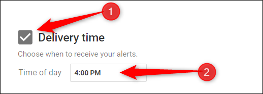 Cambie la hora de entrega haciendo clic en la casilla de verificación junto a "Entrega" y luego especificando una hora.