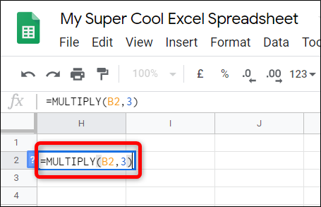 En lugar de un número, escriba el número de celda y Sheets coloca automáticamente los datos de esa celda en su lugar.