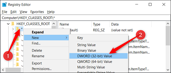 Haga clic con el botón derecho en la clave y elija Nuevo> Valor DWORD (32 bits).  Nombre el DWORD DefaultDropBehavior.