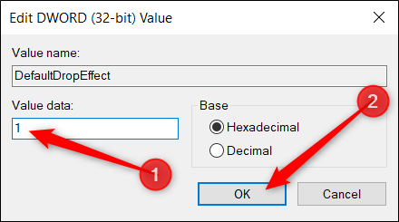 Establezca el cuadro Información del valor en "1" y haga clic en "Aceptar".