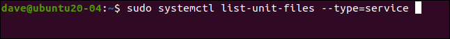 sudo systemctl list-unit-files --type-service en una ventana de terminal