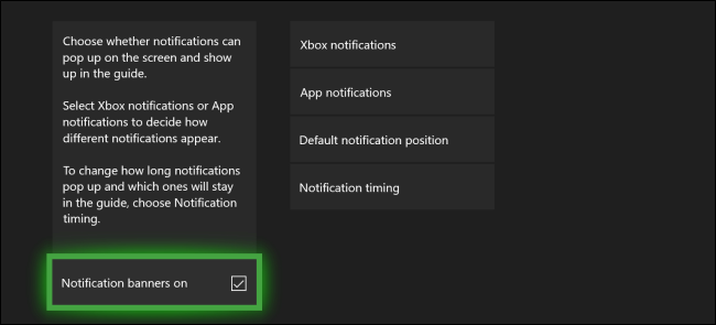 Menú de notificaciones de Xbox One