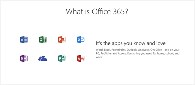 página de bienvenida de Office 365