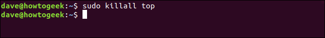 salida de sudo killall top en una ventana termonal