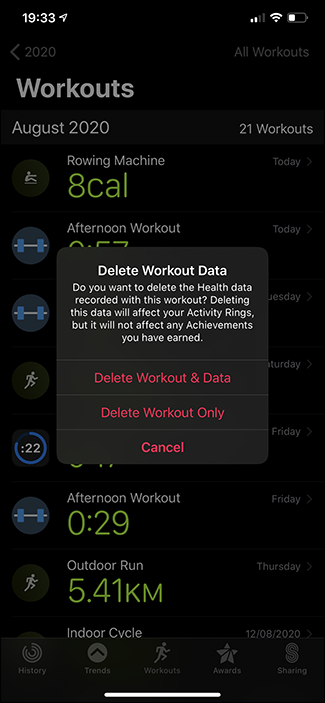 eliminar la aplicación de actividades de entrenamiento de Apple