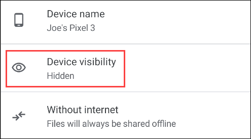  Toca "Visibilidad del dispositivo".