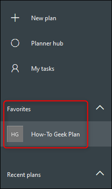 Planes favoritos en la barra lateral.