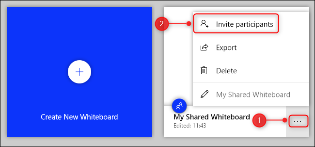 Haga clic en los puntos suspensivos (...) Junto al tablero y luego haga clic en "Invitar participantes".