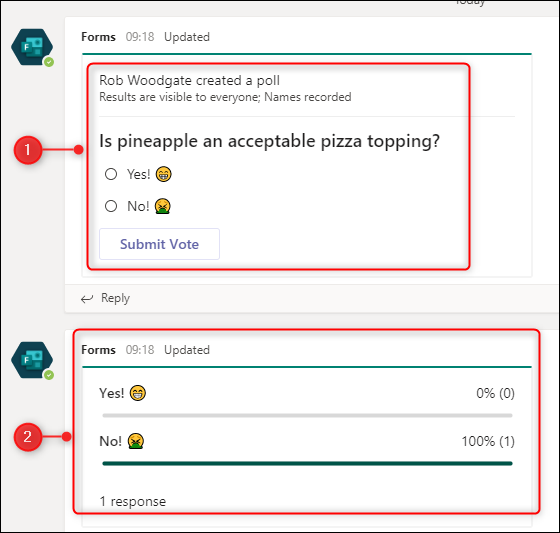 La encuesta y los resultados que se muestran en el canal Publicaciones.