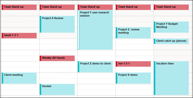 Eventos de Outlook con una categoría agregada.