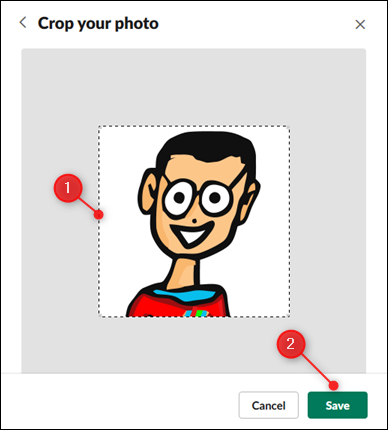 Mueva las líneas de puntos para recortar su imagen y luego haga clic en guardar.