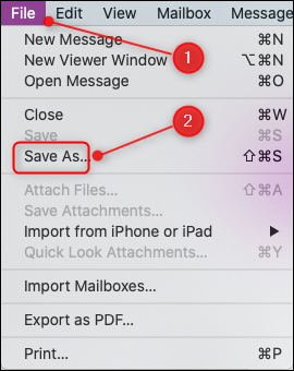 La opción Archivo> Guardar como de Apple.