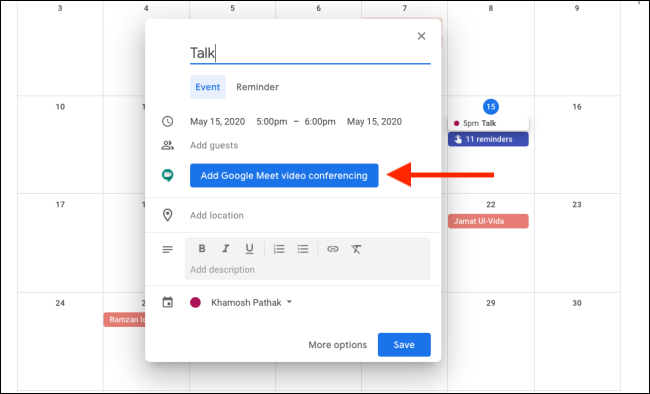 Agregar videoconferencias de Google Meet a Google Calendar