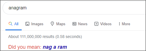 "anagrama" en el cuadro de búsqueda de Google.