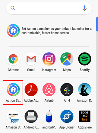 Los usuarios de Action Launcher pueden acceder al menú Action Settings a través del cajón de la aplicación