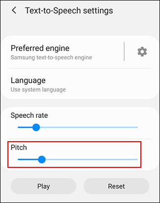 Mueva su control deslizante de tono para modificar su tasa de tono TTS