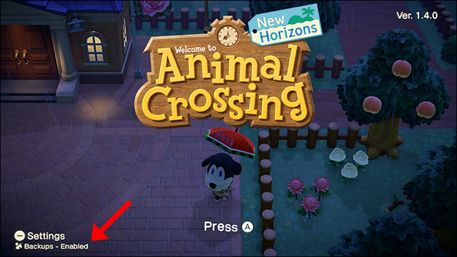 Copia de seguridad de Animal Crossing New Horizons habilitada