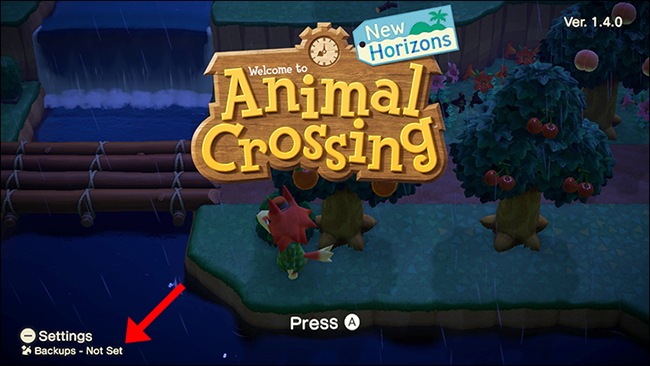 No se ha configurado la copia de seguridad de Animal Crossing New Horizons