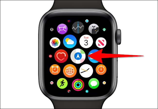 Apple Watch que muestra el icono de Maps
