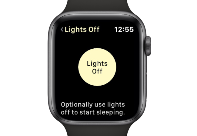 La opción "Luces apagadas" en la aplicación AutoSleep en un Apple Watch.