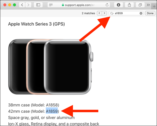 Página de identificación de Apple Watch