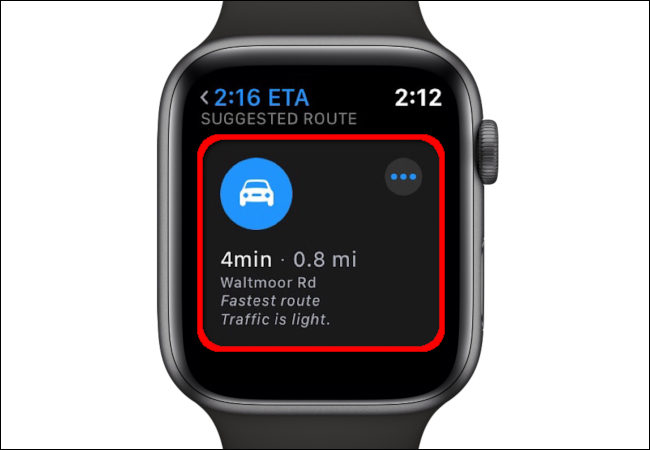 La aplicación Mapas del Apple Watch muestra una ruta sugerida