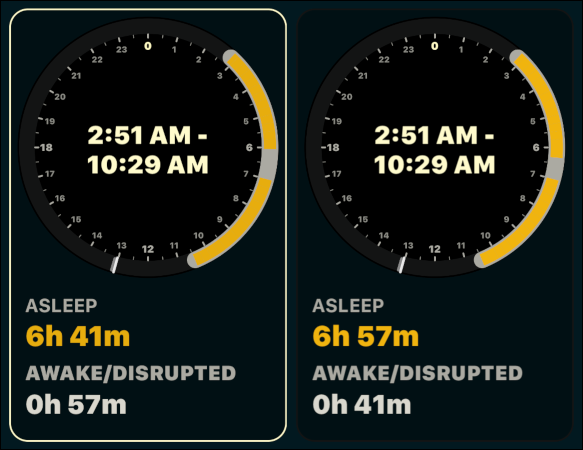 La calibración "Dormido" en "Reloj".