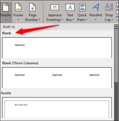Encabezado en blanco