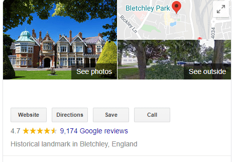 Un GIF animado de Google "decodificando" Bletchley Park. 