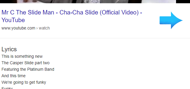 GIF animado del "Cha-Cha Slide" en los resultados de búsqueda de Google.