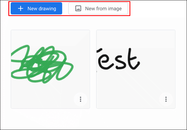 En la aplicación Google Chrome Canvas, haga clic en Nuevo dibujo para un dibujo nuevo en blanco o en Nuevo desde imagen para un dibujo nuevo con una imagen de fondo.