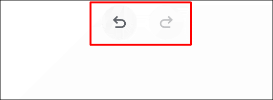 Haga clic en los íconos circulares izquierdo o derecho en la parte superior central de la pantalla de Google Chrome Canvas para deshacer o rehacer acciones